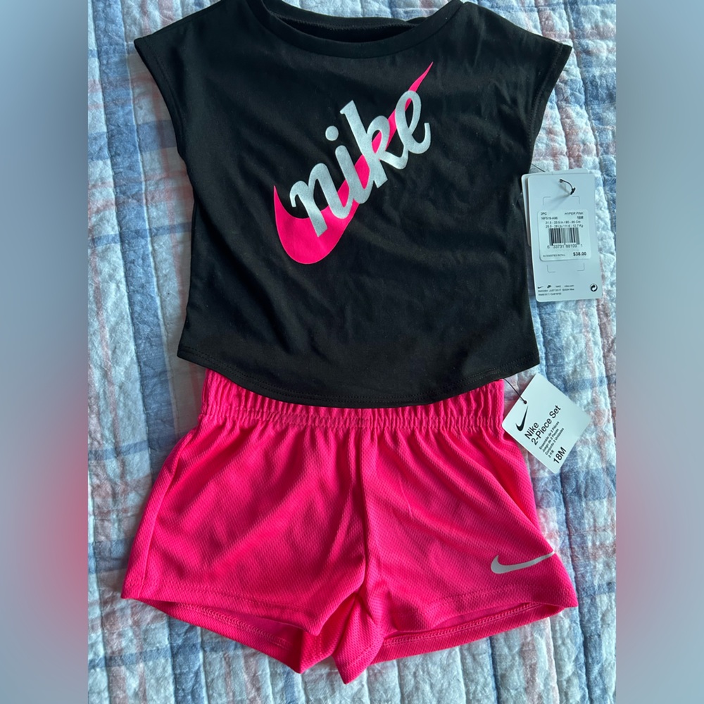 Toddler Nike Black and Pink Activewear Set